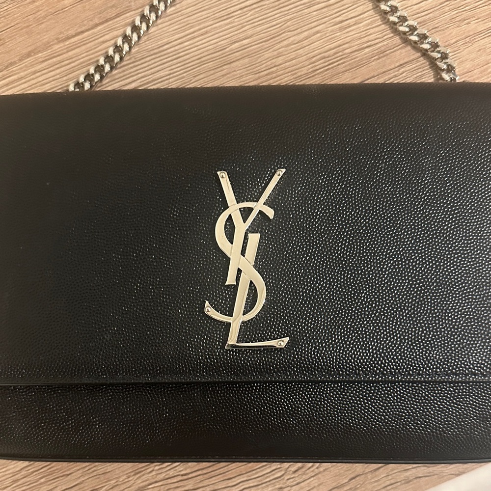 Yves Saint Laurent Black Crossbody Bag with Silver Chain - Picture 2 of 8